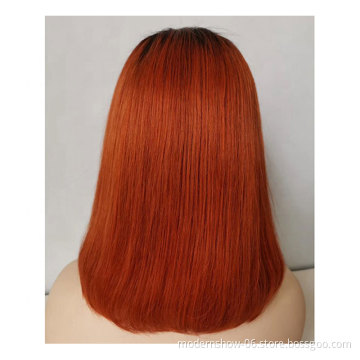 Lace Frontal Wig Virgin Human Hair Wig Customized Colored BOB Straight for Woman 1B/ Blue, Green, Purple Brazilian Hair Long